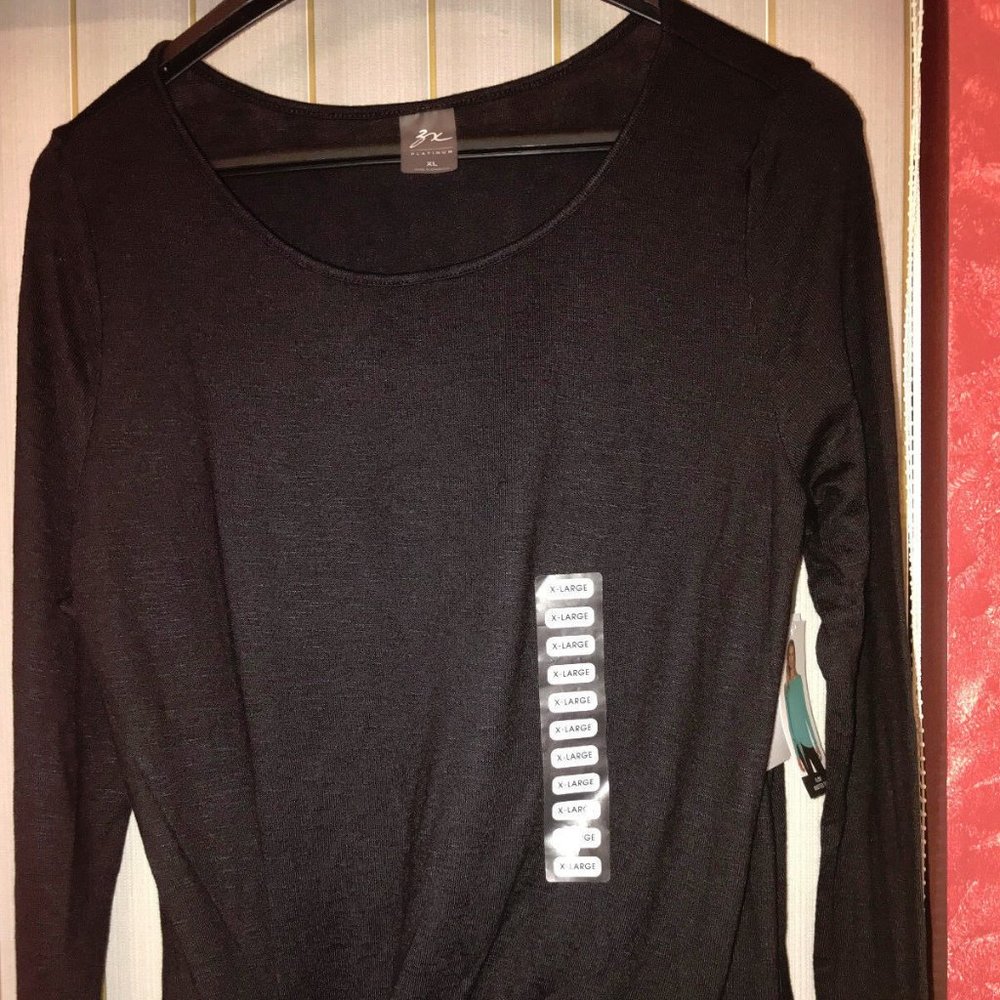 ZX (ZeroXposur) Platinum Women’s Knotted Long Sleeve Top Black Size XL - Picture 1 of 5
